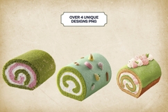 Matcha Swiss Roll Clipart Bundle 4 PNG Product Image 2