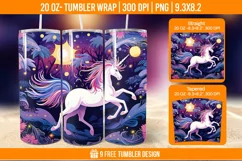 Unicorn Milkyway Tumbler Wrap Designs, Sublimation Wrap Product Image 1