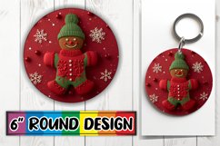 Festive 3D Gingerbread Man Round Design Keychain Product Image 1