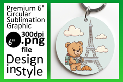Dynamic Keychain Round Design PNG , Cute Bear Product Image 1
