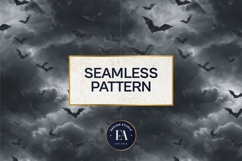 Bats Night Sky Pattern, Dark Gothic Bat Seamless Paper Product Image 3