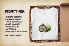 Matcha Swiss Roll Clipart Bundle 4 PNG Product Image 3