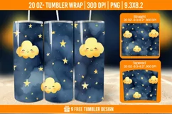 Day And Night Tumbler Wrap Designs, Sublimation Wrap Product Image 1