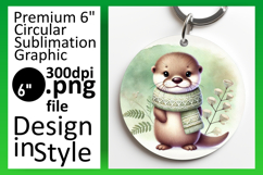 Chic Circle PNG Keychain Design , Cute Animals Product Image 1