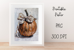 5 Pumpkin with a Coquette Bow Grandmillennial Style Wall Art Product Image 3