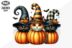 Halloween Cat And Pumpkin Sublimation - Clipart PNG Design Product Image 1