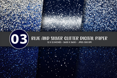 Blue and Silver Glitter Digital Paper Product Image 1