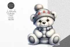 Christmas clipart, Teddy bear clipart, Winter clipart Product Image 1