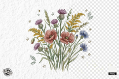 1920 Botanical Summer Wildflowers Clipart Product Image 1