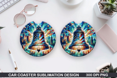 Liberty Bell Car Coaster Sublimation|4th Of July Coaster PNG Product Image 1