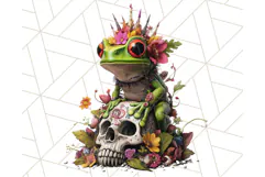Floral Punk Frogs PNG - Neon Reble Grunge Amphibians Clipart Product Image 3