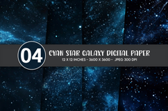 Cyan Star Galaxy Digital Paper Product Image 1