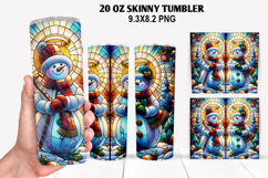 Snowman Skinny Tumbler 20oz Wrap Design, Christmas Tumbler Product Image 1
