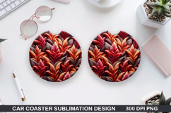 Flowers Car Coaster Sublimation| Summer Flowers Coaster PNG Product Image 1