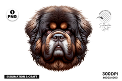 Tibetan Mastiff Dog Face Aggressive Clipart Sublimation PNG Product Image 1