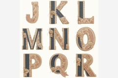 Scrapbook Cutout Alphabet PNG Bundle | Vintage Fabric Product Image 4