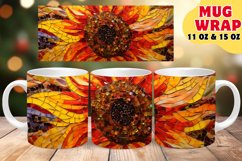 STAINED GLASS FLORAL WONDERS SUBLIMATION 11OZ 15OZ MUG WRAP Product Image 1