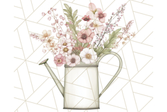 Watering Can Flowers PNG, Rustic Floral Watercolor Clipart Product Image 4
