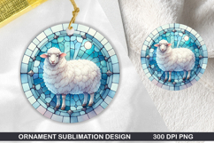 Sheep Stained Glass Ornament PNG, Sublimation PNG Design Product Image 1