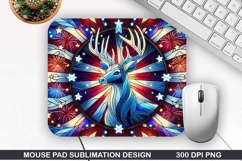 Deer Mouse Pad Sublimation, 4th Of July Mouse Pad PNG Product Image 1