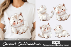 Cute Baby Kitten Watercolor Clipart Sublimation PNG Product Image 1
