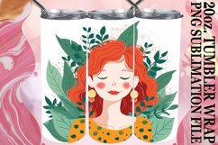 Chic Watercolor Tumbler Wrap with Woman Portrait 20oz Product Image 1