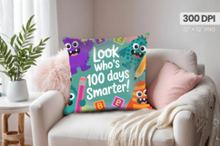 100 days of school Pillow Design, Teacher PNG Sublimation Product Image 1
