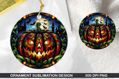 Pumpkin Stained Glass Ornament PNG, Digital Download File Product Image 1