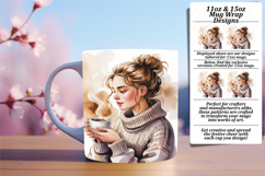 Floral 15oz Mug Wrap Png Design , Just A Girl Product Image 1