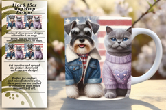 Lovely 11oz Mug Wrap Png Template , Dog and cat Product Image 1