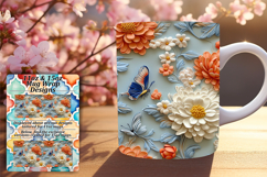 GREAT GIFT: 11oz Mug Wrap PNG , 3D Flower Product Image 1