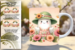 Charming 11oz Mug Wrap Png Design , Cute Ghost Product Image 1