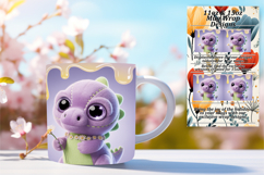 Lovely 15oz Mug Wrap Png Template , Cute Dino Product Image 1