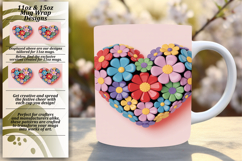 CHIC 11oz PNG Mug Wrap Template , Flowers Heart Product Image 1