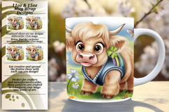 Sophisticated 15oz Png Mug Wrap , Cute Cow Product Image 1