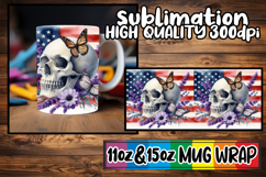 Enchanting thoughts sublimation mug wrap, Skull USA Product Image 1