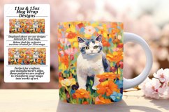 Sweet Cat Mug Wrap with Floral Design Product Image 1
