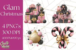 Pink and Black Glam Christmas PNG Clipart Product Image 1