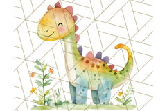 Watercolor Dinosaur and Rainbow PNG Clipart, Baby Nursery Product Image 3