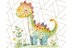 Watercolor Dinosaur and Rainbow PNG Clipart, Baby Nursery Product Image 3