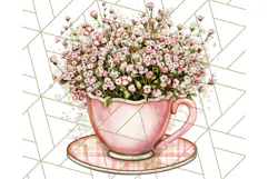 Vintage Floral Teacup Clipart PNG, Blooming Teacups Clip Art Product Image 3