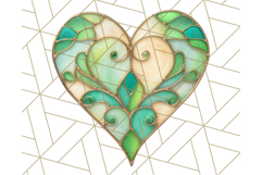 Stained Glass Heart PNG Clipart in Pastel and Bright Colors Product Image 3
