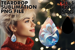Cozy Teardrop Earrings Art PNG, 3D Flower Product Image 1