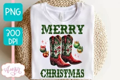 Merry Christmas sublimation PNG, Western Christmas PNG Product Image 2