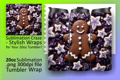 Vibrant Winter Patterns: 3D Gingerbread Man Tumbler Wrap Product Image 1