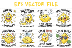 Cute Funny Lemon Cartoon Summer Humor Bundle T-Shirt EPS Set Product Image 1