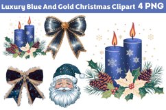 Luxury Blue And Gold Christmas Clipart PNG Product Image 1