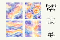 Aura Glow Pastels Digital Paper Watercolor Seamless Pattern Product Image 2