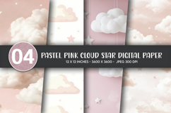Pastel Pink Cloud Star Digital Paper Product Image 1