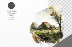 Farm clipart, Summer clipart, Watercolor clipart Product Image 1
